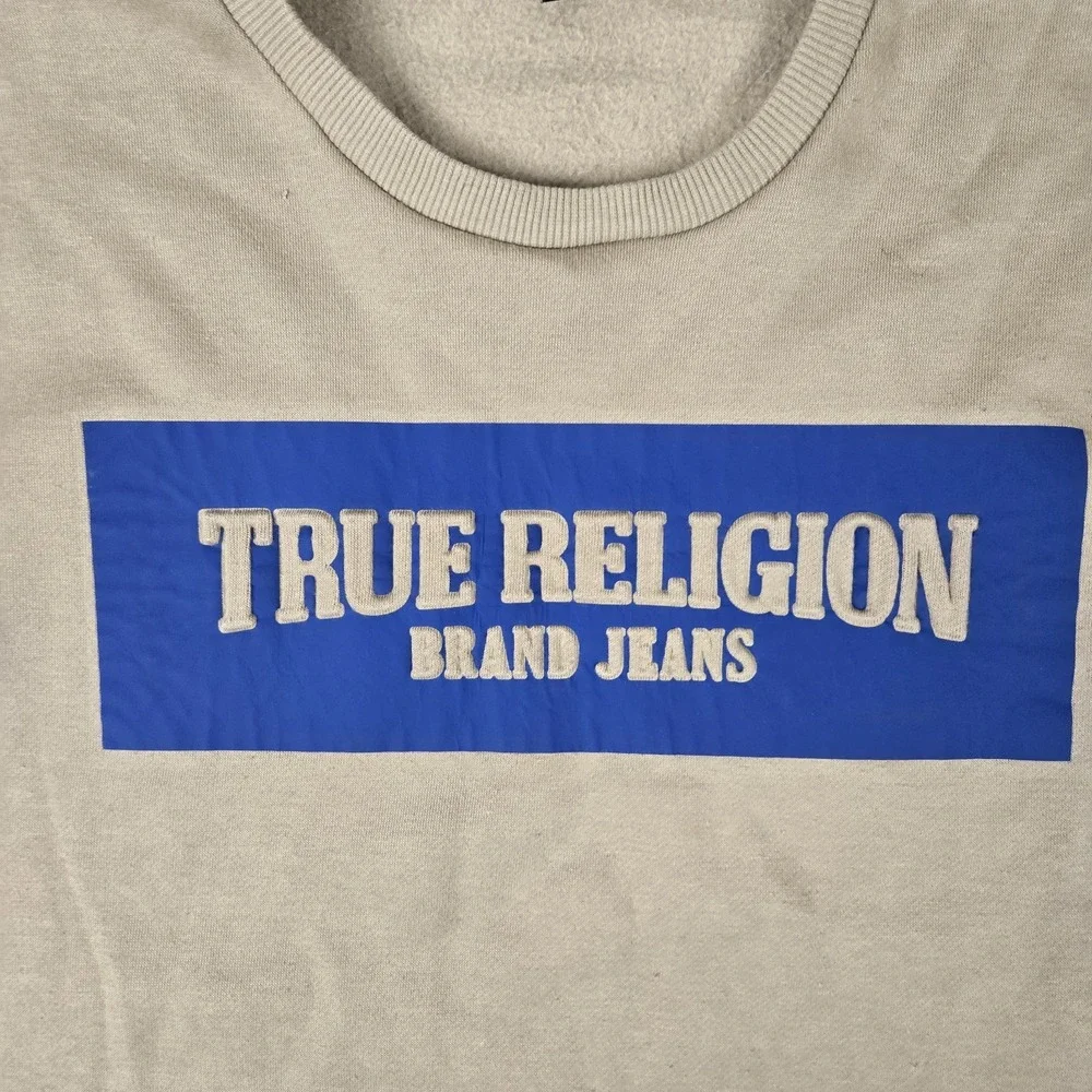 True Religion‎ Sweatshirt Mens Large Travertine Long Sleeve Crew Neck Embossed